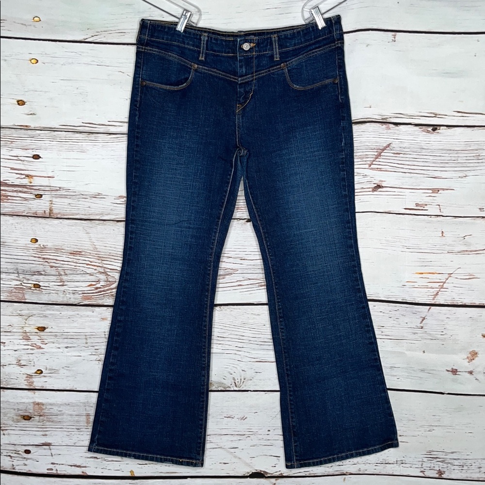 Levi's Size 16 Dark Blue Denim - Contrast Stitching 545 Low Rise Flare Jeans